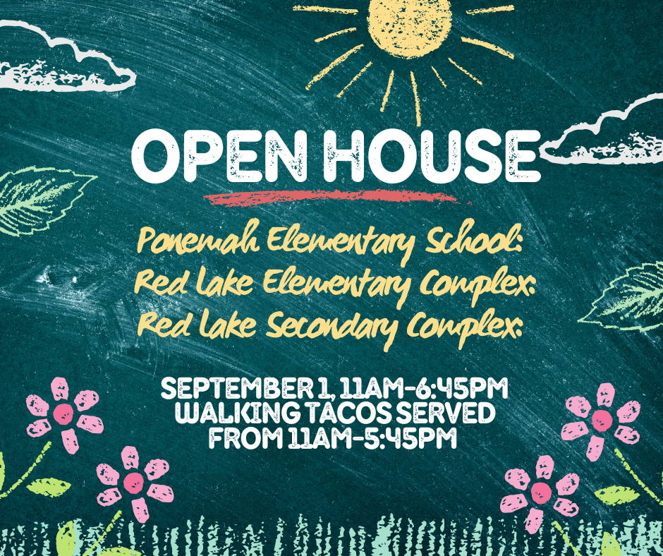 Open House on September 1st Red Lake Elementary Complex