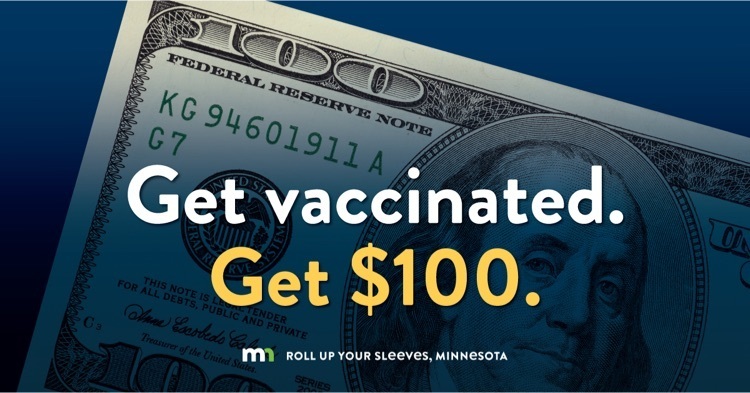 Get vaccinated in MN, get $100